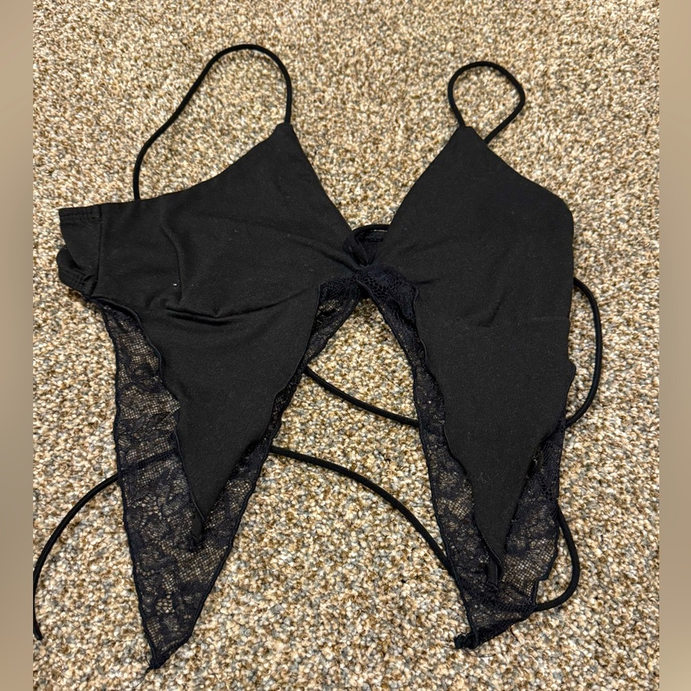 Black Lace Women's Intimate Top : one size